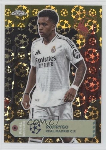 Rodrygo 2024 Topps Chrome UEFA Club Competitions Gold Starball Refractor /50