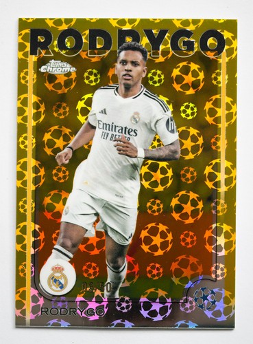 Rodrygo 2024 Topps Chrome UEFA Gold Starball Refractor /50