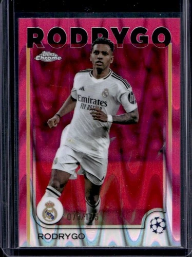Rodrygo 2024 Topps Chrome UEFA Neon Pink RayWave Refractor /175