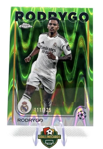 Rodrygo 2024 Topps Cromo UCC Raywave Verde Neón /125