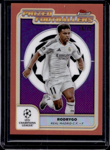 Rodrygo 2024 Topps Finest UEFA Rose Gold Refractor /75