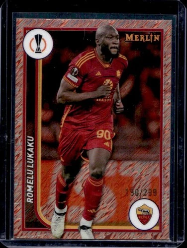 Romelu Lukaku 2023 Topps Chrome Merlin UEFA Rose Gold Shimmer Refractor /299