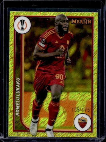 Romelu Lukaku 2023 Topps Chrome Merlin Yellow Shimmer Refractor /175