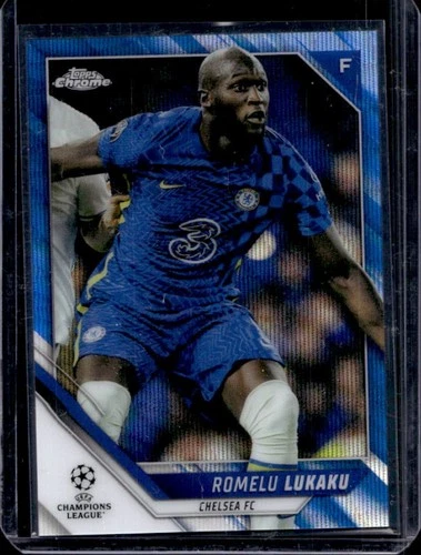 Romelu Lukaku 2021 Topps Chrome UEFA Blue Wave /75