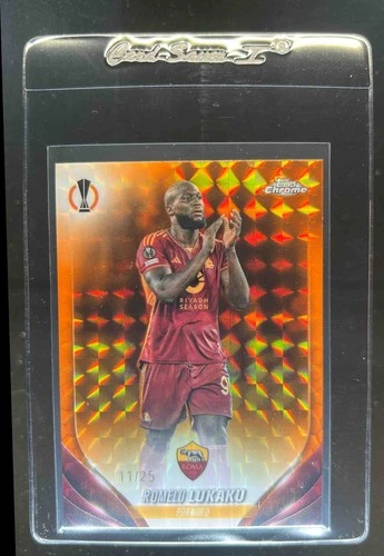Romelu Lukaku 2023 Topps Chrome UEFA Orange Geometric Refractor /25