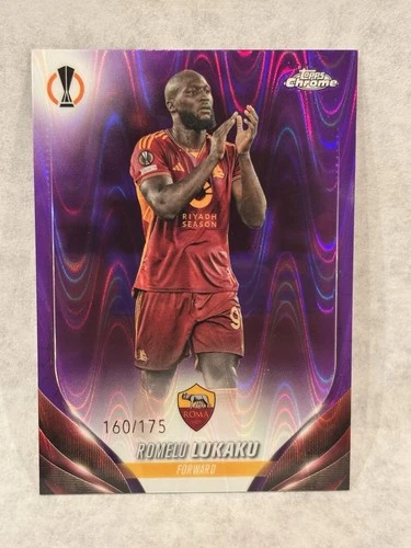 Romelu Lukaku 2024 Topps Cromo UEFA Purple RayWave Refractor /175