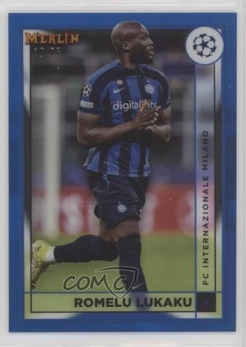 Romelu Lukaku 2022 Topps Merlin UEFA Club Competitions Blue Refractor 12/75