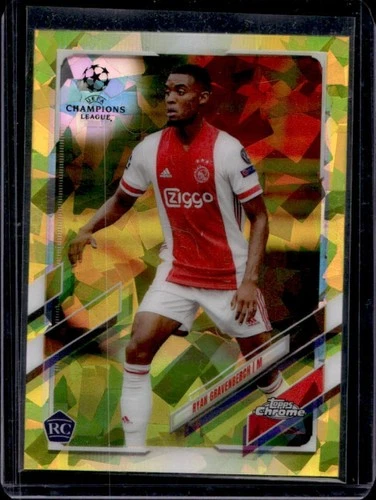 Ryan Gravenberch 2020 Topps Chrome Sapphire UEFA Yellow Refractor /99