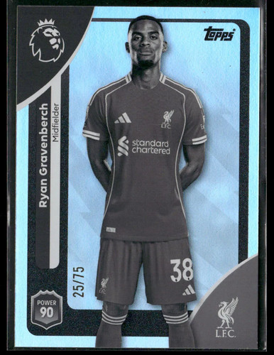 Ryan Gravenberch 2025 Topps Premier League Black and White Rainbow /75
