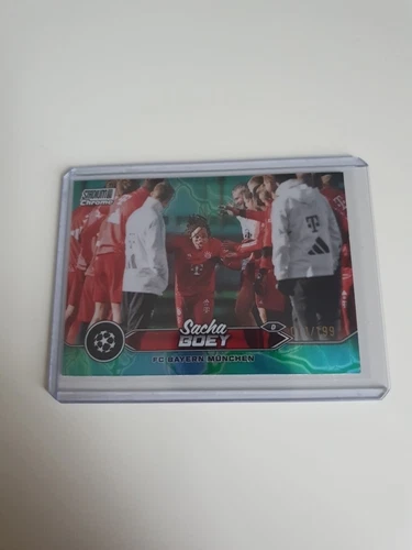 Sacha Boey 2023 Topps Stadium Chrome UEFA Green Aqua Refractor /199