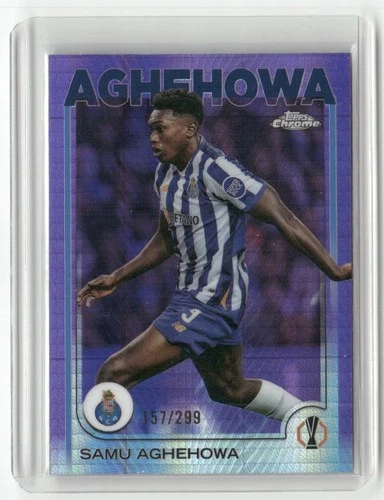 Samu Aghehowa 2024 Topps Chrome UEFA Club Competitions Violet Refractor