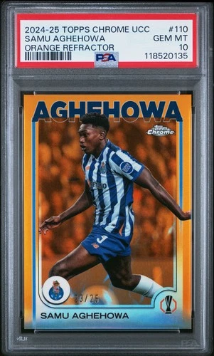 Samu Aghehowa 2024 Topps Chrome UEFA UCL Orange Refractor