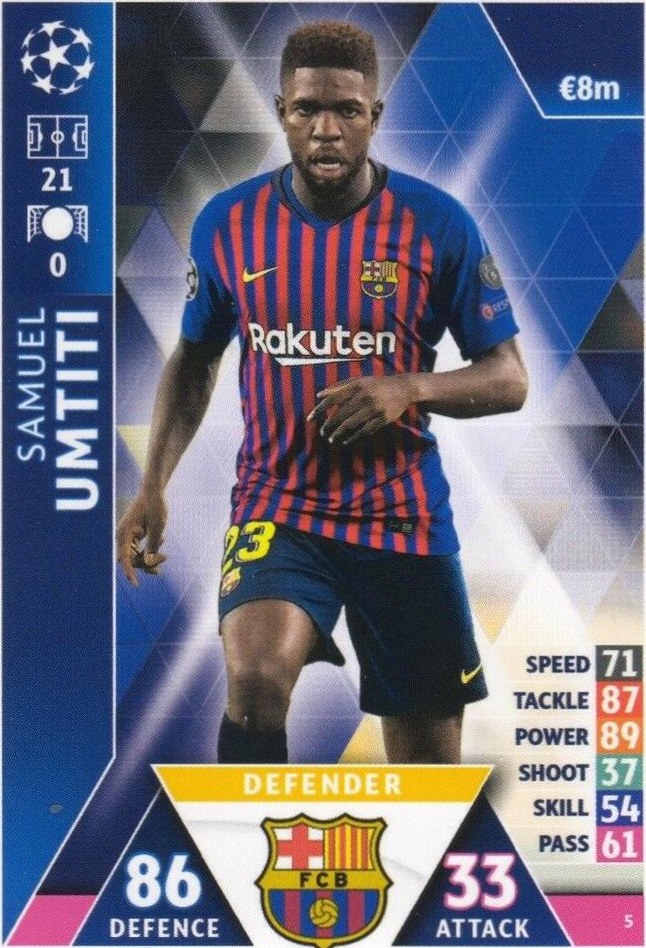 Samuel Umtiti 2018 Topps Match Attax UEFA 5