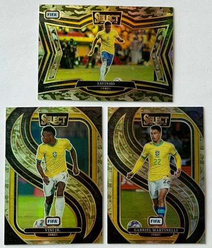 Savinho, Vini Jr. & Gabriel Martinelli 2024 Panini Select Camo