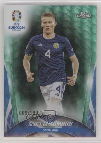 Scott McTominay 2024 Topps Chrome UEFA Euro Aqua Wave Refractor 9/199