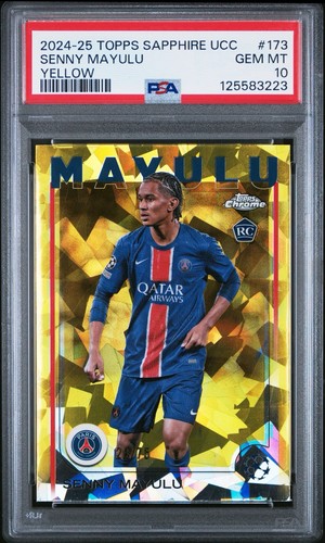 Senny Mayulu 2024 Topps Chrome UEFA Yellow Sapphire /75