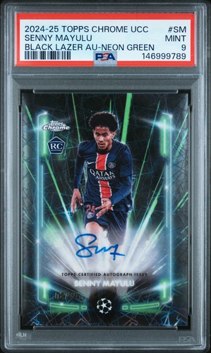 Senny Mayulu 2024 Topps Cromo UEFA Verde Neón Lazer Negro /99