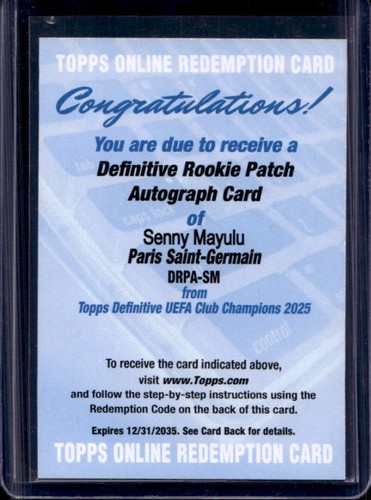 Senny Mayulu 2024 Topps Definitive /50