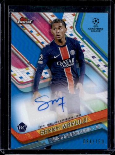Senny Mayulu 2024 Panini Finest Blue Refractor /150