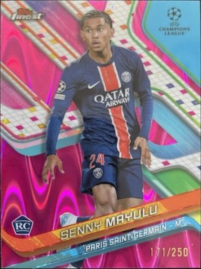 Senny Mayulu 2024 Topps Finest UEFA Pink Raywave Refractor /250