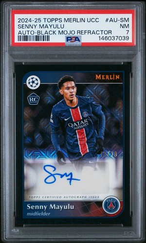 Senny Mayulu 2024 Topps Merlin Chrome UEFA Black Mojo /10