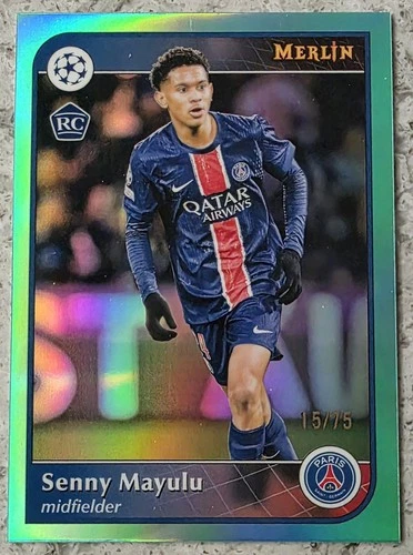 Senny Mayulu 2024 Topps Merlin UEFA UCC Aqua /75