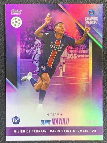 Senny Mayulu 2024 Topps PSG Champions D'Europe Purple /50