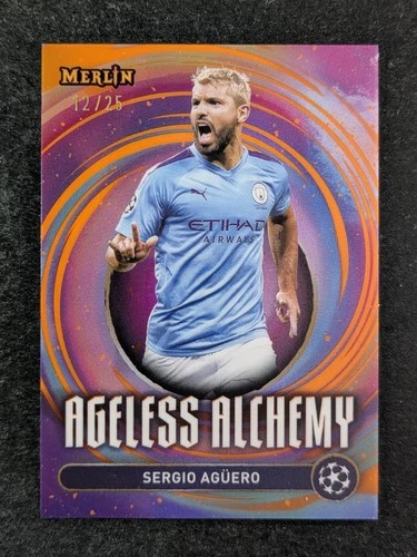 Sergio Aguero 2024 Topps Merlin Chrome Orange Refractor /25