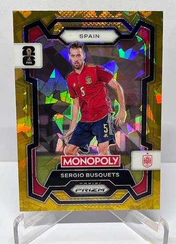 Sergio Busquets 2026 Panini Monopoly Prizm FIFA World Cup Gold Cracked Ice #45