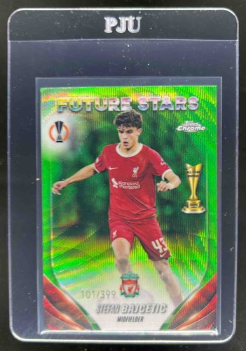 Stefan Bajcetic 2023 Topps Chrome UEFA Neon Green Wave Refractor /399