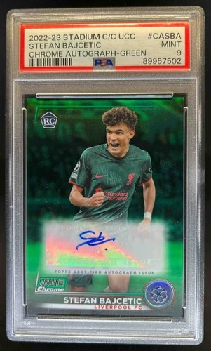 Stefan Bajcetic 2022 Panini Stadium Club Chrome UEFA Green Refractor /99