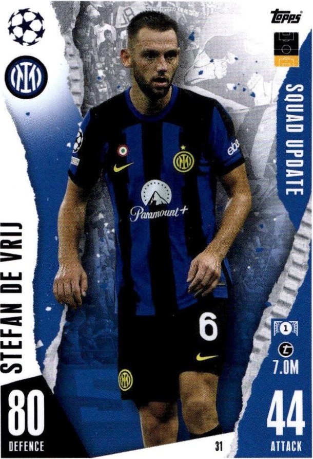 Stefan de Vrij 2023 Topps Match Attax UEFA Club Competitions Extra