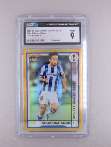 Takefusa Kubo 2022 Panini Merlin Chrome UEFA Gold Refractor /50