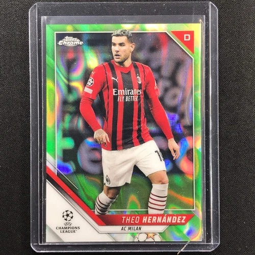 Theo Hernandez 2022 Topps Chrome UEFA Champions League Neon Green Lava
