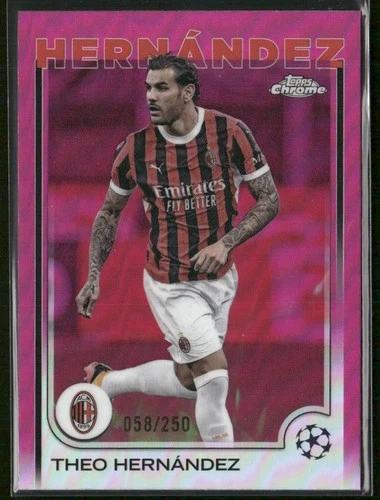 Theo Hernandez 2024 Topps Chrome UEFA Pink Refractor /250