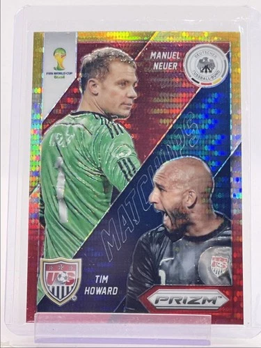 Tim Howard / Manuel Neuer 2014 Panini Prizm Yellow Red Pulsar