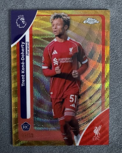 Trent Kone-Doherty 2026 Topps Chrome Premier League Gold Wave Refractor /50