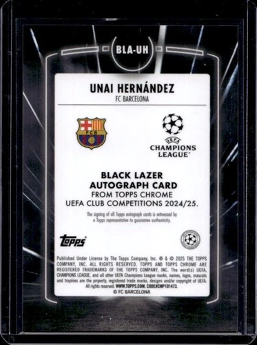 Unai Hernandez 2024 Topps Chrome UEFA Black Lazer