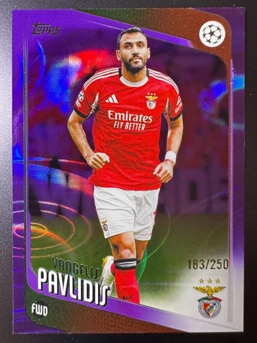 Vangelis Pavlidis 2025 Topps Competiciones de Clubes UEFA Gotas de Lluvia Púrpura /250