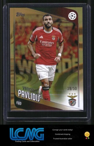 Vangelis Pavlidis 2025 Topps UEFA Club Competitions Gold Raindrops /50