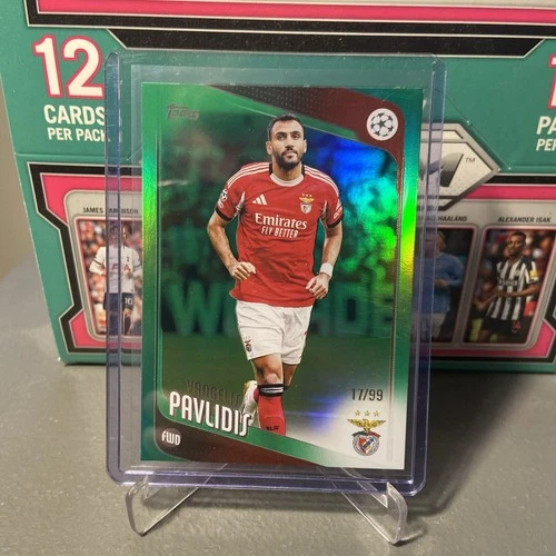 Vangelis Pavlidis 2025 Topps UEFA Club Competitions Green Raindrops /99