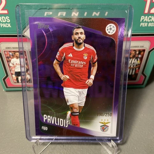 Vangelis Pavlidis 2026 Topps UEFA Club Competitions Purple Raindrops /250