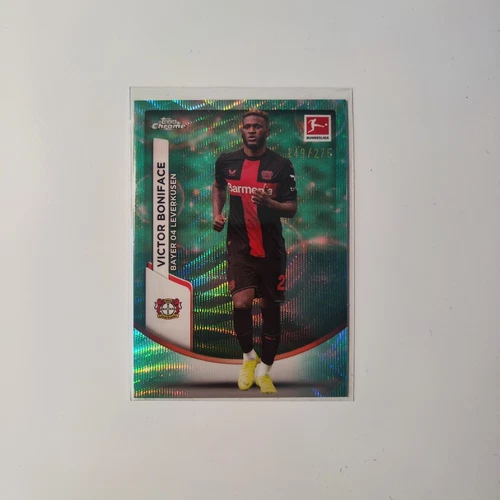 Victor Boniface 2023 Topps Chrome Bundesliga Aqua Bubble Wave /275