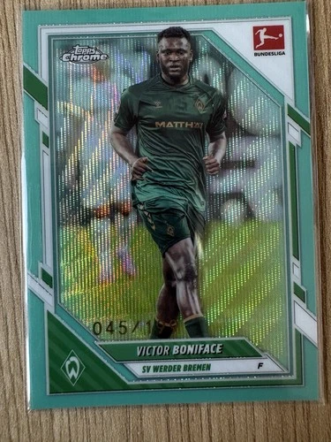 Victor Boniface 2025 Topps Chrome Bundesliga Aqua Wave /199