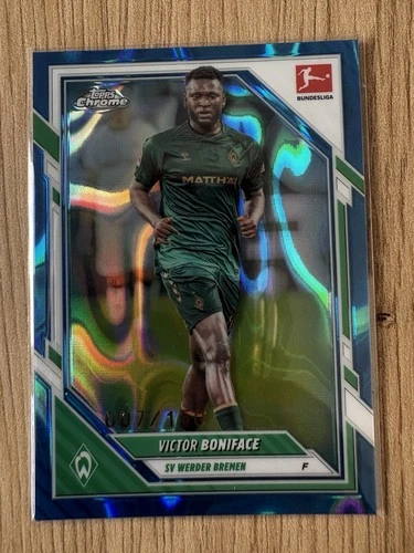 Victor Boniface 2025 Topps Chrome Bundesliga Blue Lava /150