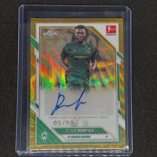 Victor Boniface 2025 Topps Chrome Bundesliga Gold Wave /50