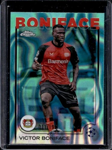 Victor Boniface 2024 Topps Chrome UEFA Aqua Lava Refractor /199