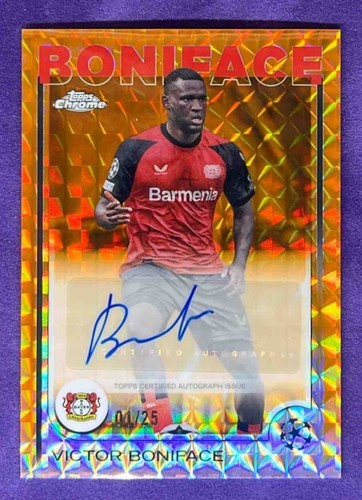 Victor Boniface 2024 Topps Chrome UEFA Orange Geometric Refractor /25