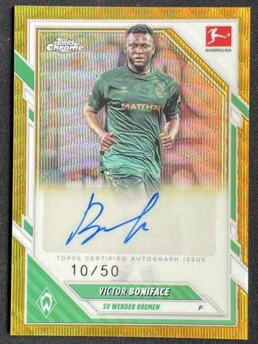 Victor Boniface 2025 Topps Cromo Bundesliga Gold Wave /50