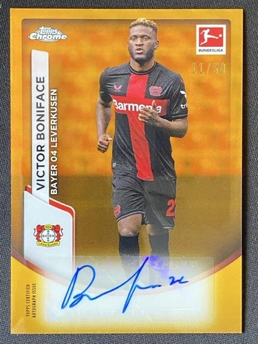 Victor Boniface 2023 Topps Cromo Bundesliga Oro Refractor /50